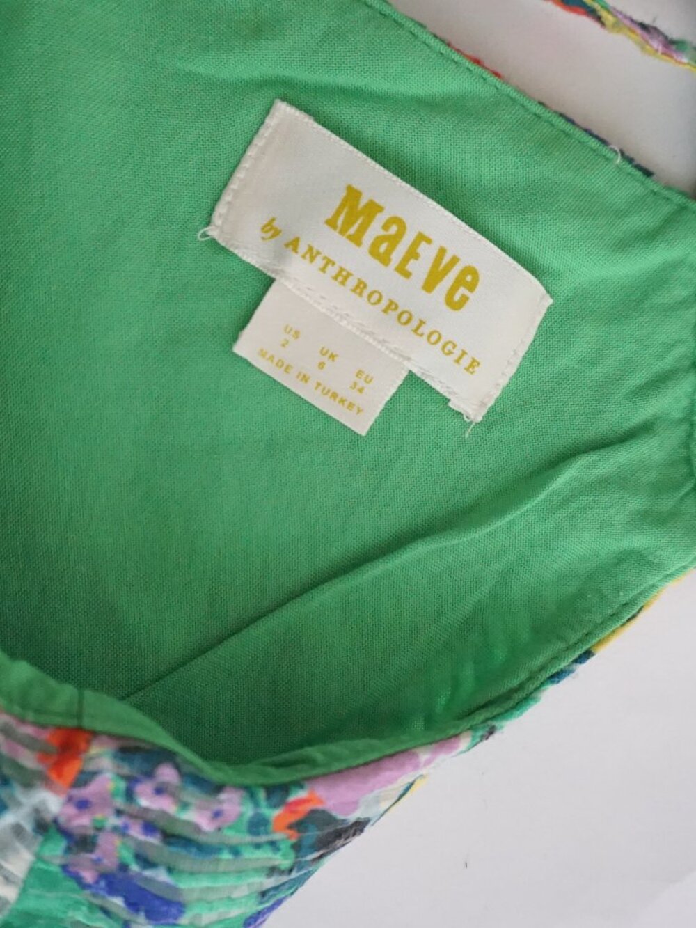 Maeve Anthropologie Quinn Textured Cami Top Green Floral Summer Shirt Size 2 - Picture 7 of 12